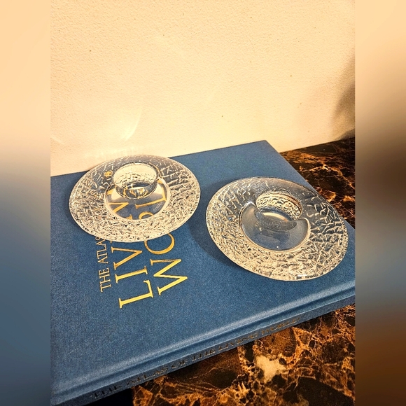 Orrefors Kostaboda Sweden Discus crystal votive holders - Picture 1 of 3